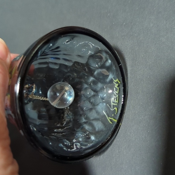 T. Stevens Vintage Blue Floral Mother Crystal Bell - Picture 6 of 8